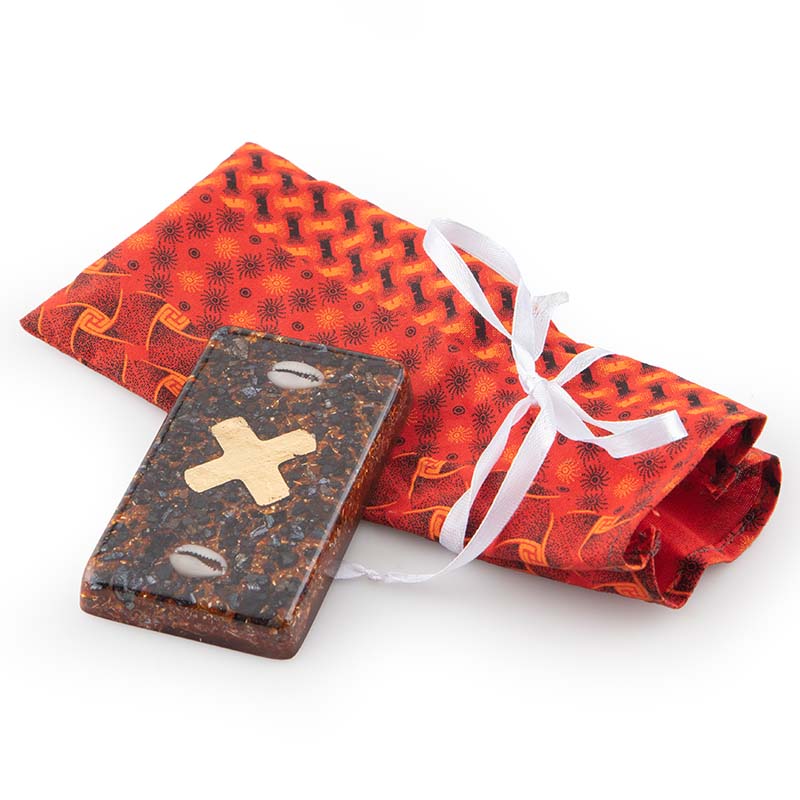 Orgonite muti brick with shweshwe bag