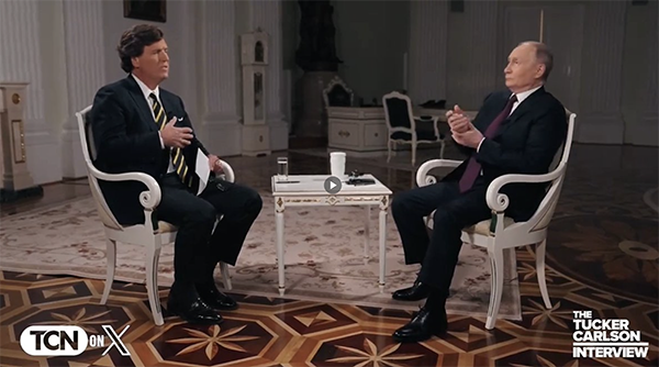 Tucker Carlson and Vladimir Putin in conversation